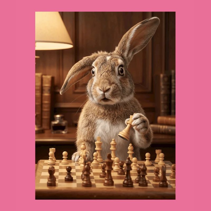 Rabbit playing chess