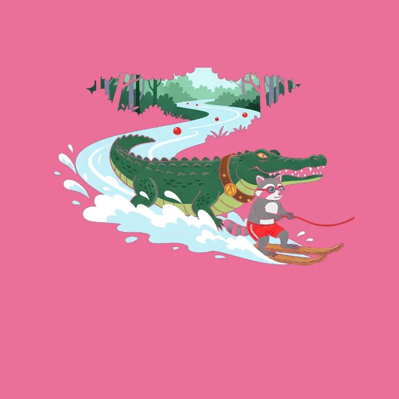 Crocodile Surfeur et Compagnon Chat