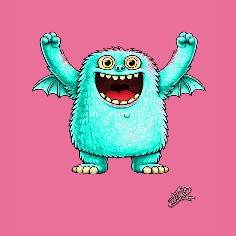 Monstre turquoise joyeux