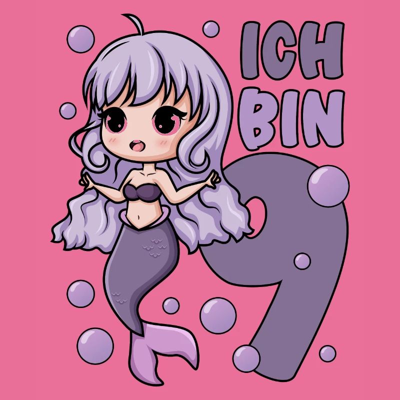 9. Geburtstag Mädchen süße Meerjungfrau Ich bin 9