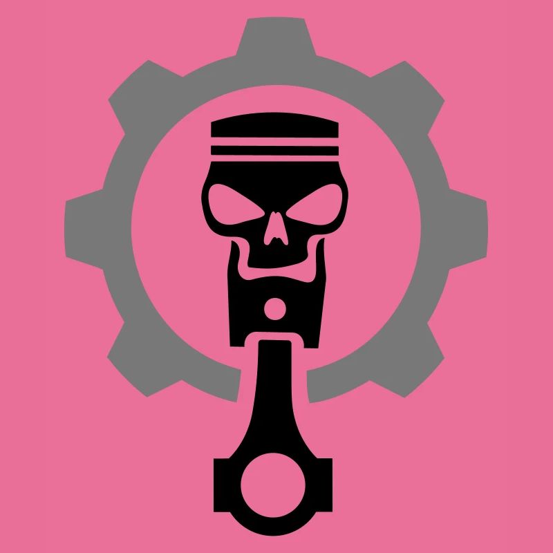 Engine piston with skull & gear gear