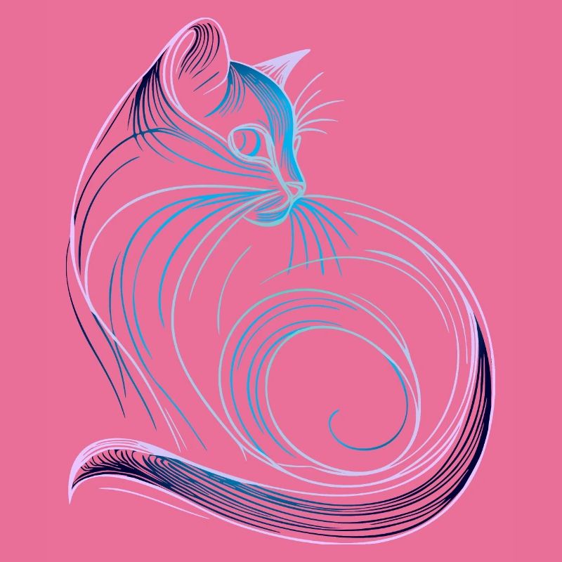 Cat style minimalist gradient blue