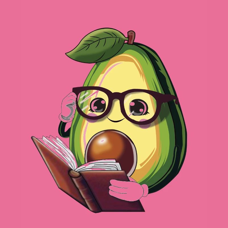 Avocado liest ein Buch – Bücherwurm