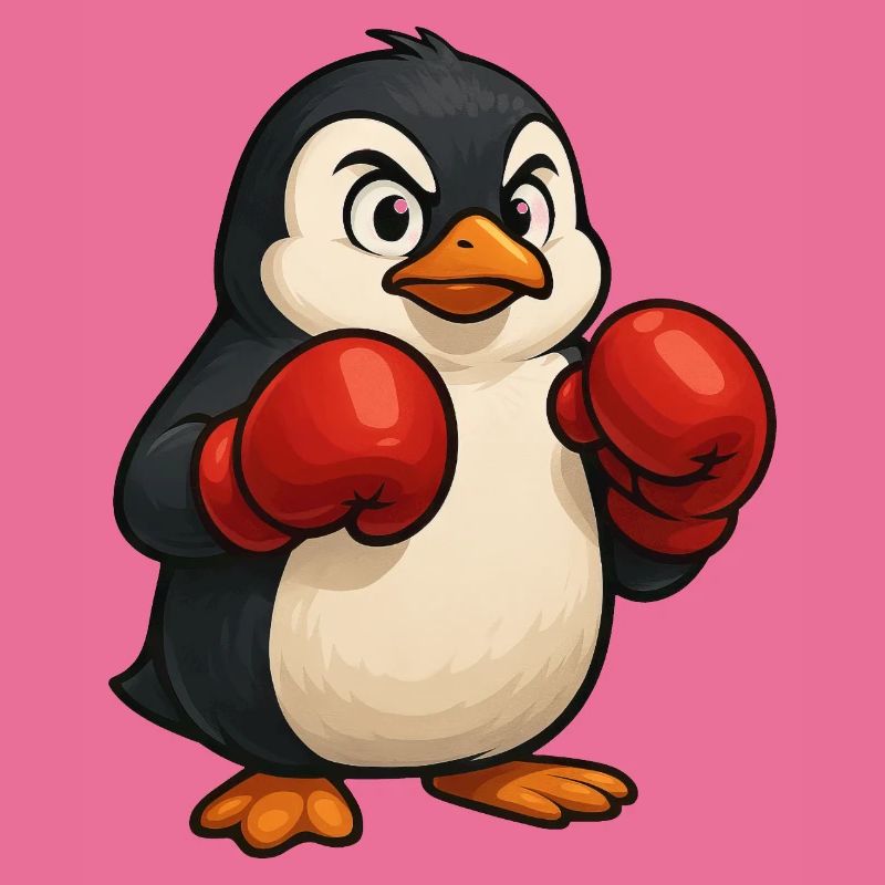 Cool pingouin boxer se bat dans la conception de dessin animé