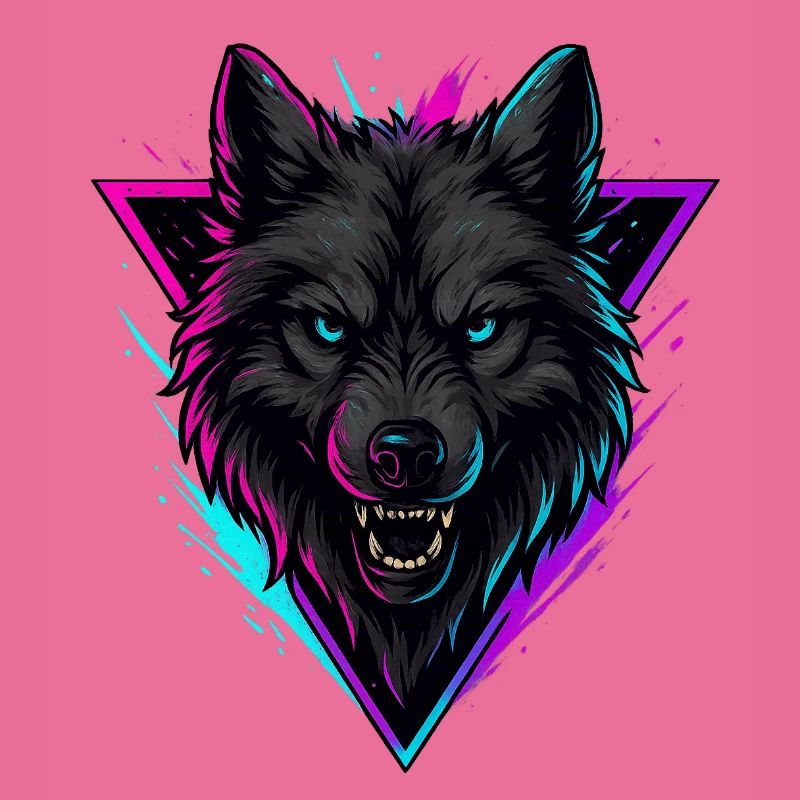 Neon Wolf in Violet Pink Triangle