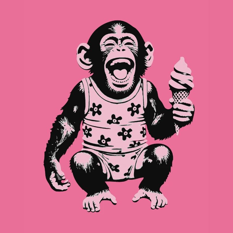 Lachendes Äffchen mit Eis