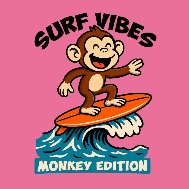 Surf Vibes, monkey edition. Happy surfing monkey