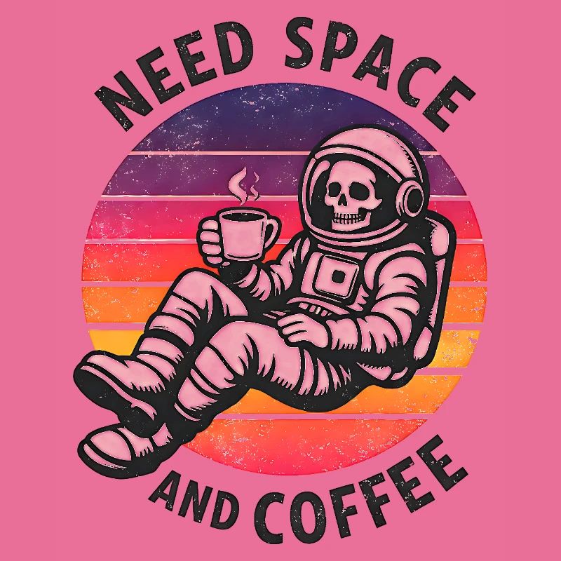Astronaute squelette spatial et café