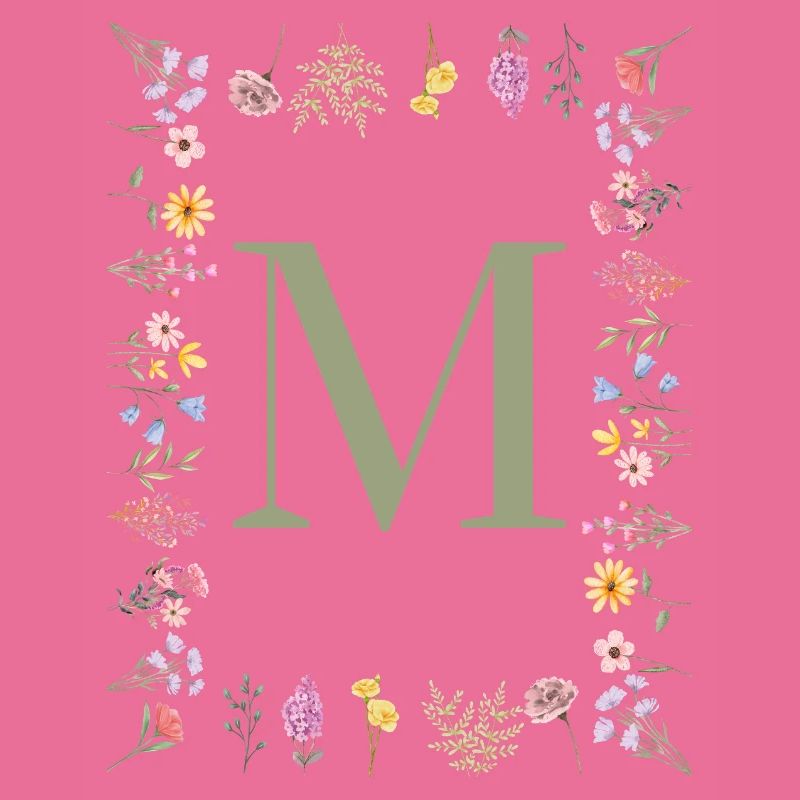 Initiale M Blumen Monogramm