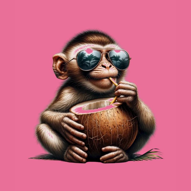 Monkey with Coconut Jungle Animals