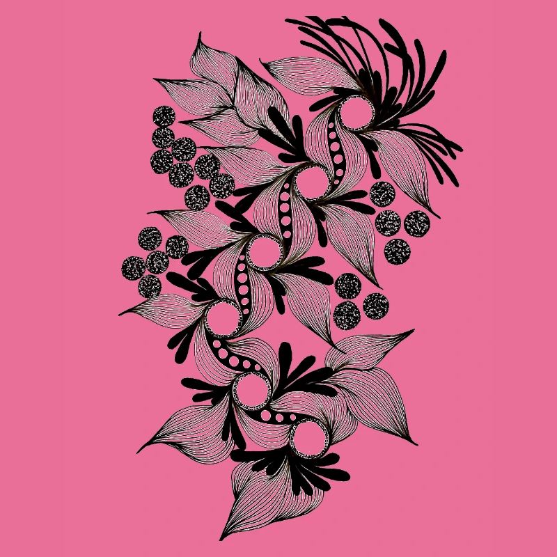 Spirale de fleurs noires et blanches