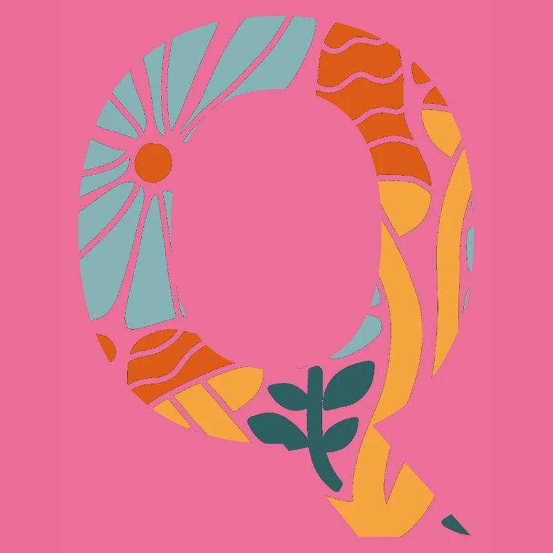 Buchstabe q Blumen groovy Geschenkidee