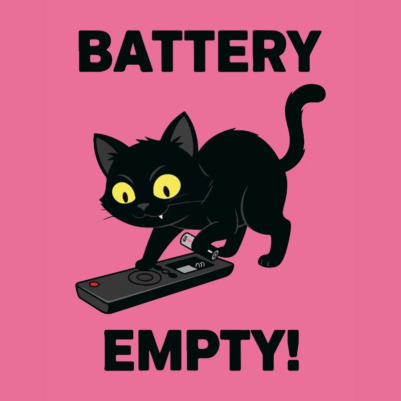 Battery Empty Chat Télécommande Humour