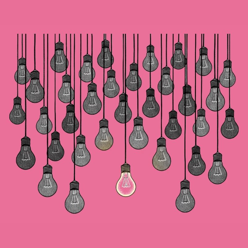 Grey bulb array with unique brightness