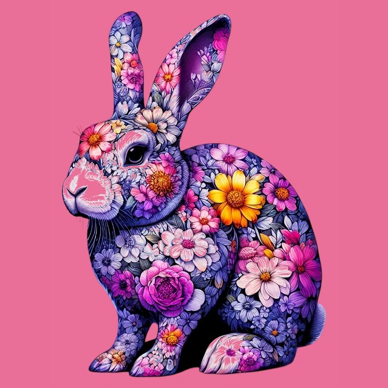 Lapin décoré de fleurs