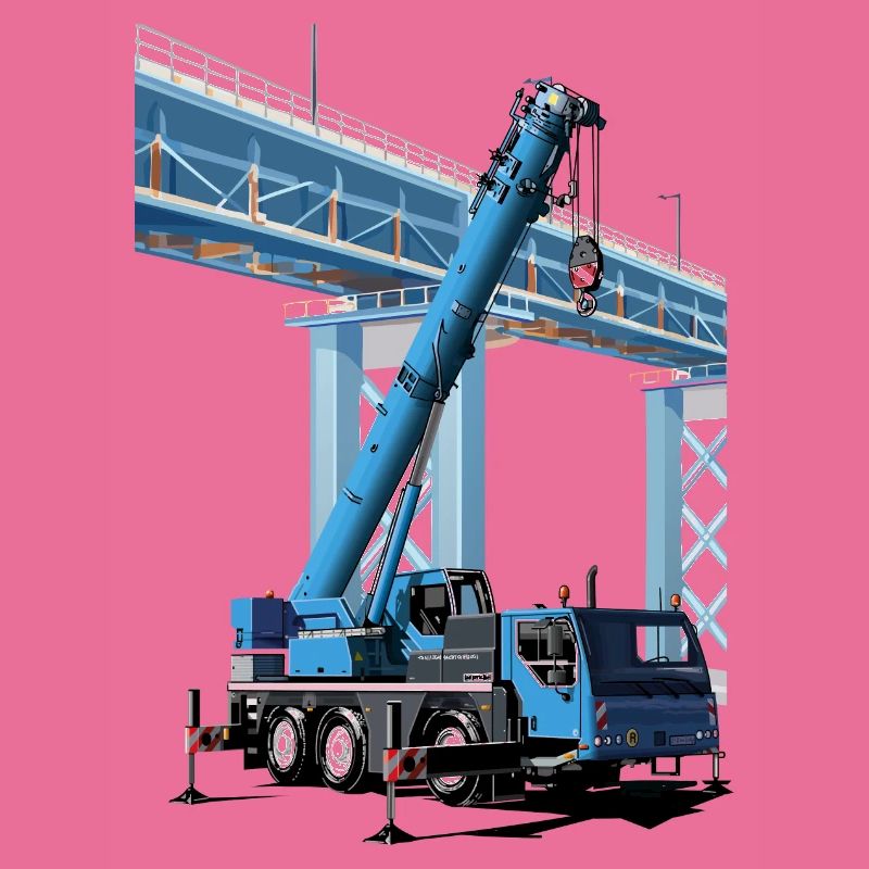 Mobile crane assembles bridge sections