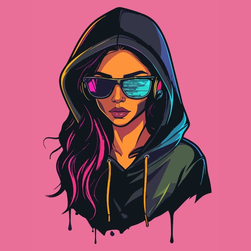 Hacker Programmer Developer Woman Portrait