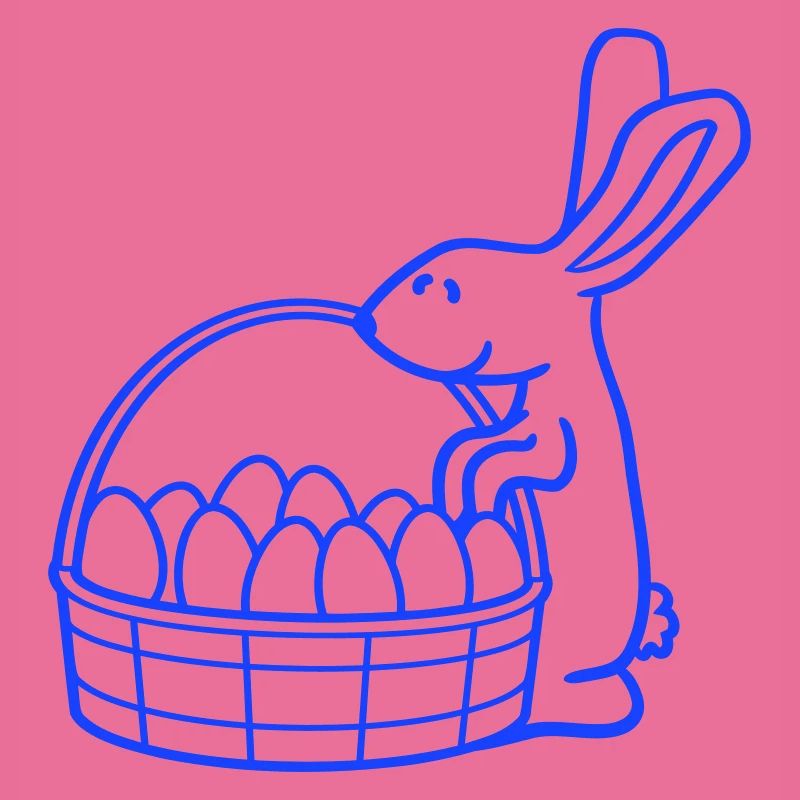 Bunny basket Easter eggs looking Easter bunny colorful eggs