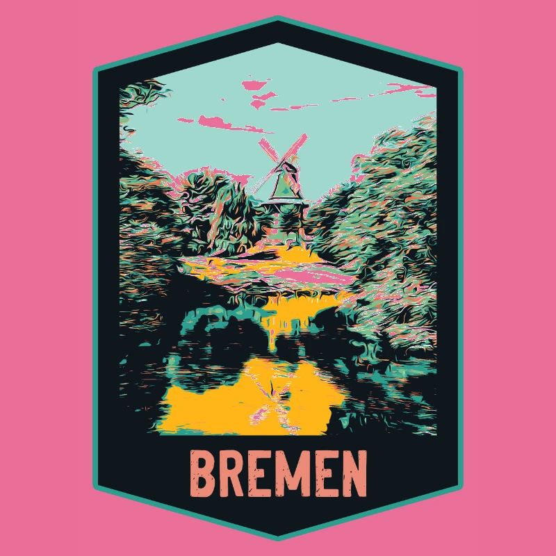 Bremen, Germany, Old Windmill Illustration