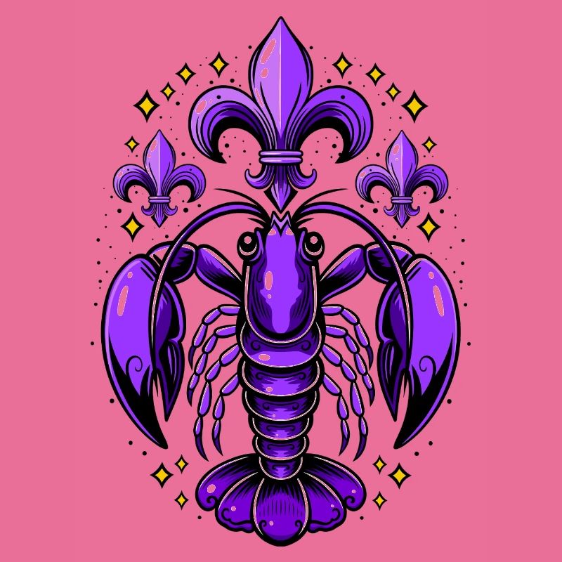 Mardi Gras Languste mit Fleur-de-Lis Design