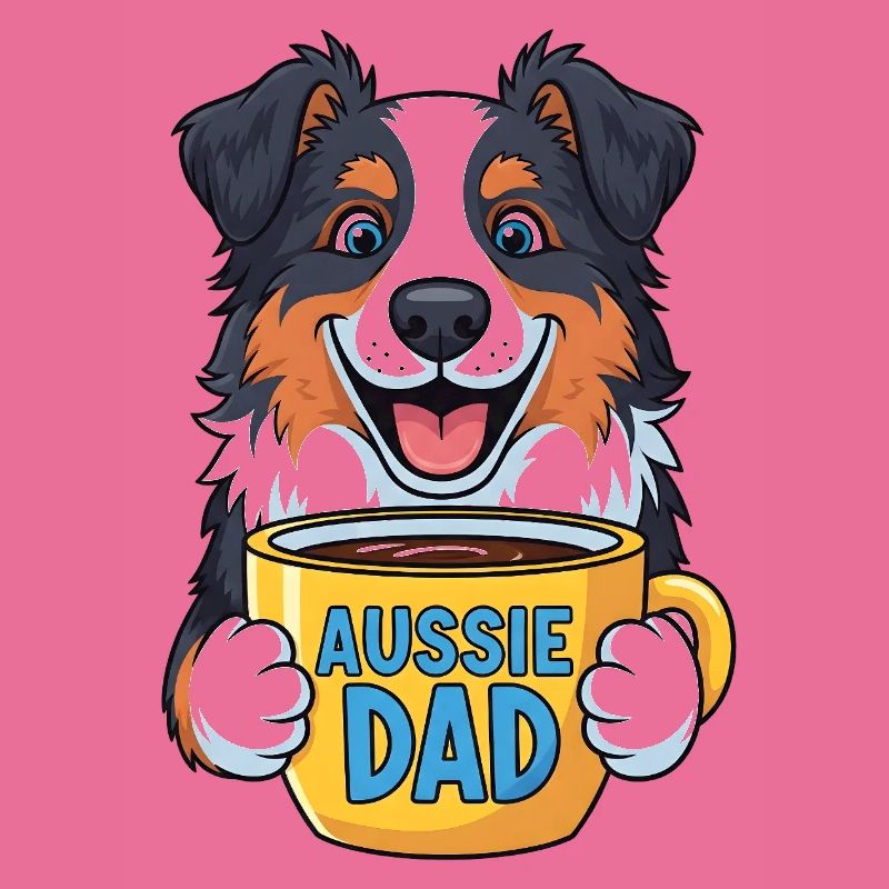 Australian Shepherd mit Kaffeebecher - Aussie Dad