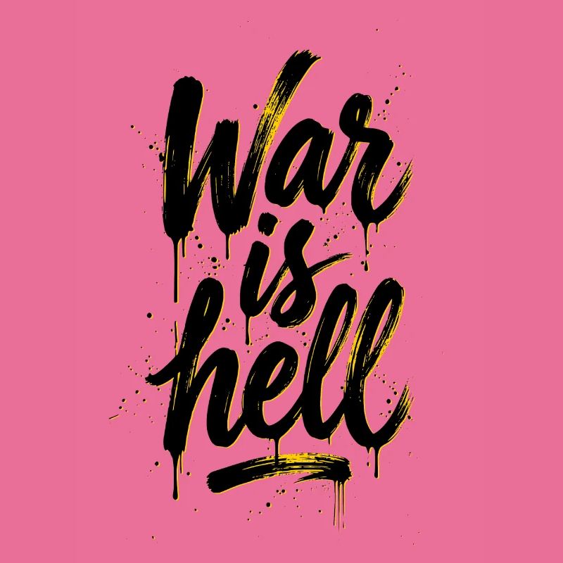 Yellow Graffiti Brush Script on Black War is hell