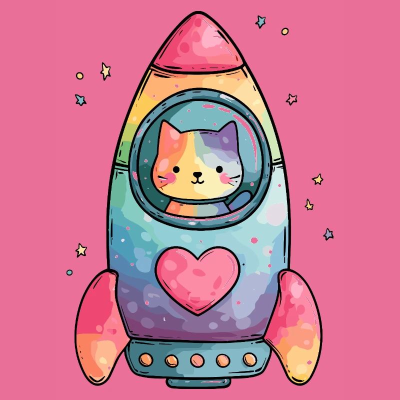 Rainbow Rocket Katze Herz