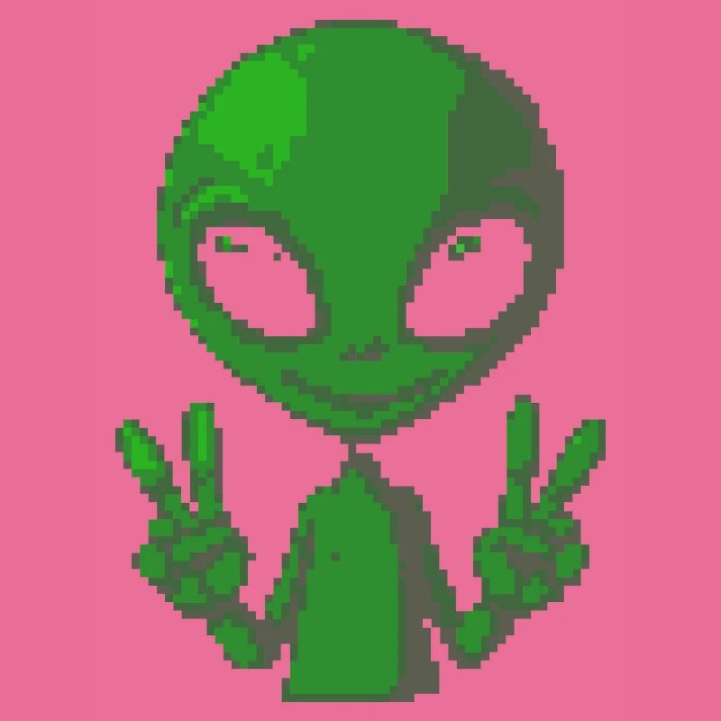 Pixel Alien Friedenszeichen