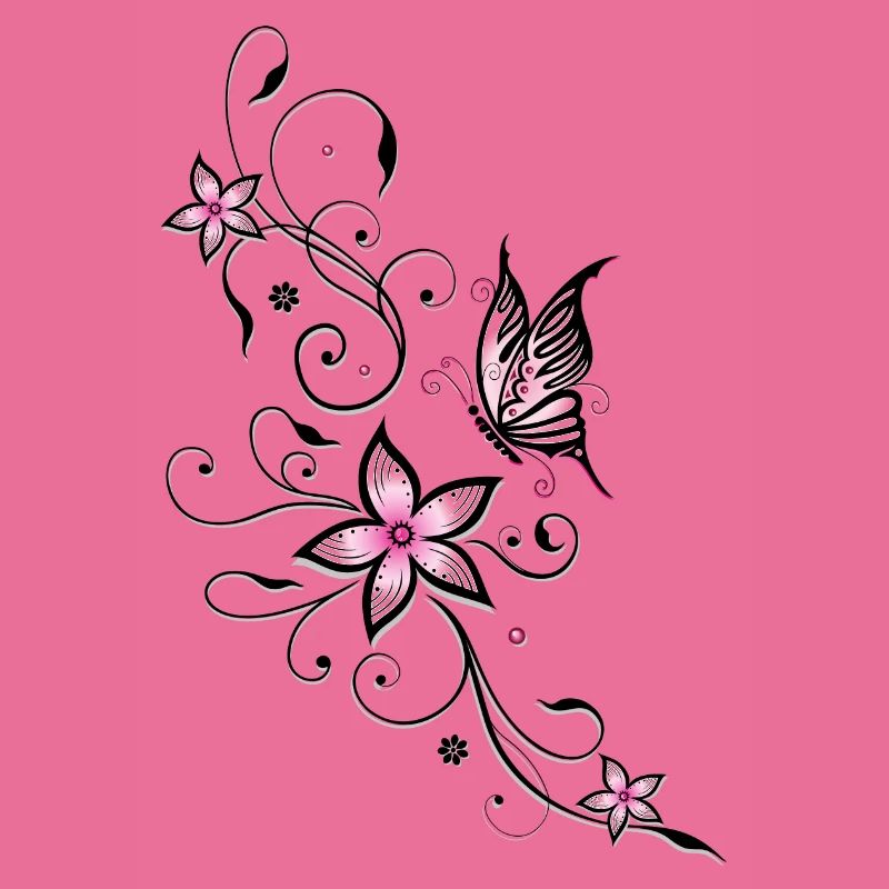 Vrille de filigrane avec papillon et fleurs.