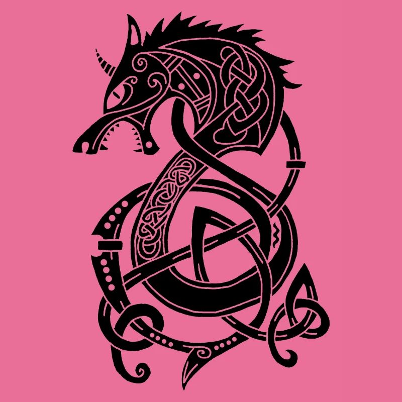 Wikingerwolf Drache (schwarz)