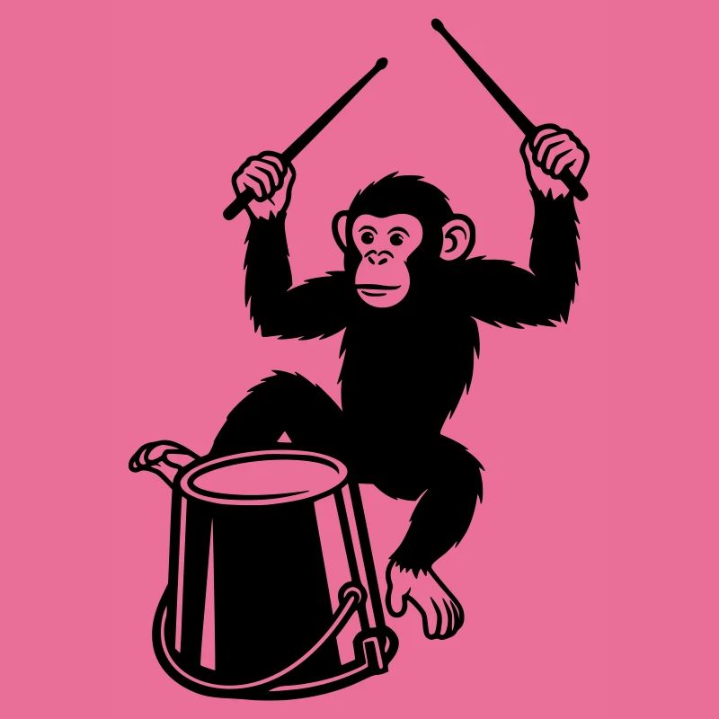Drum Playing Monkey Cartoon Illustration