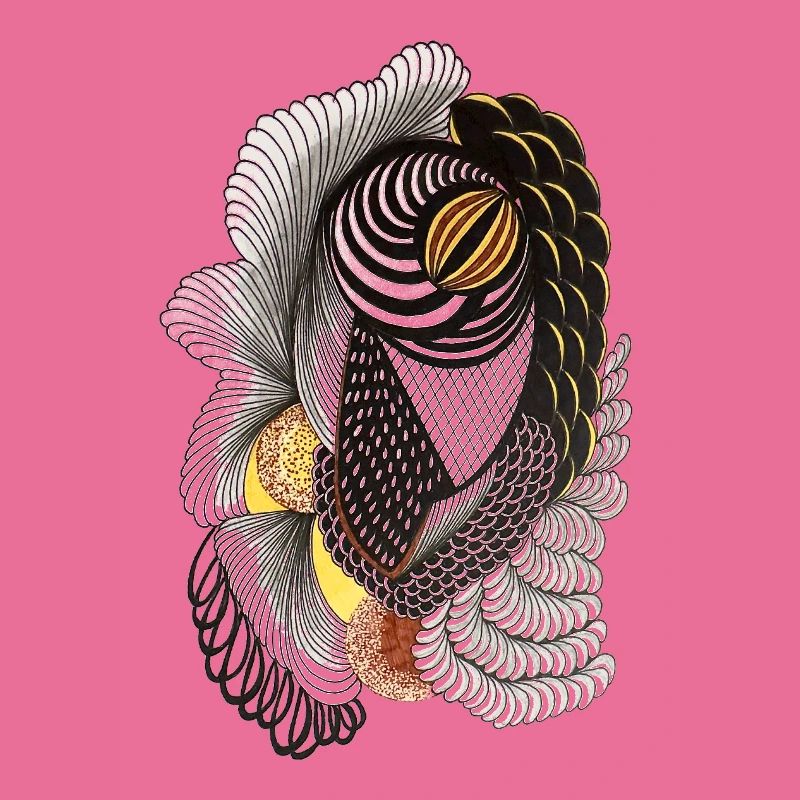 Geometric line drawing with scale pattern