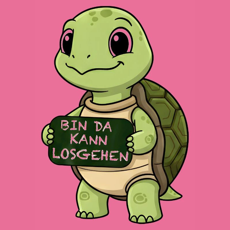 Cute turtle with funny starting phrase