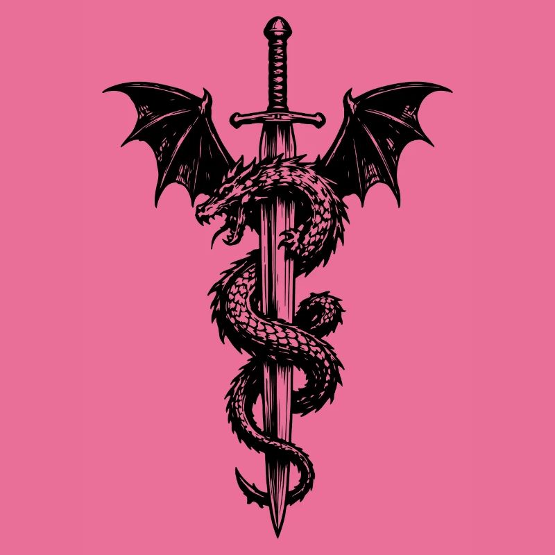 Blason médiéval avec dragon et épée