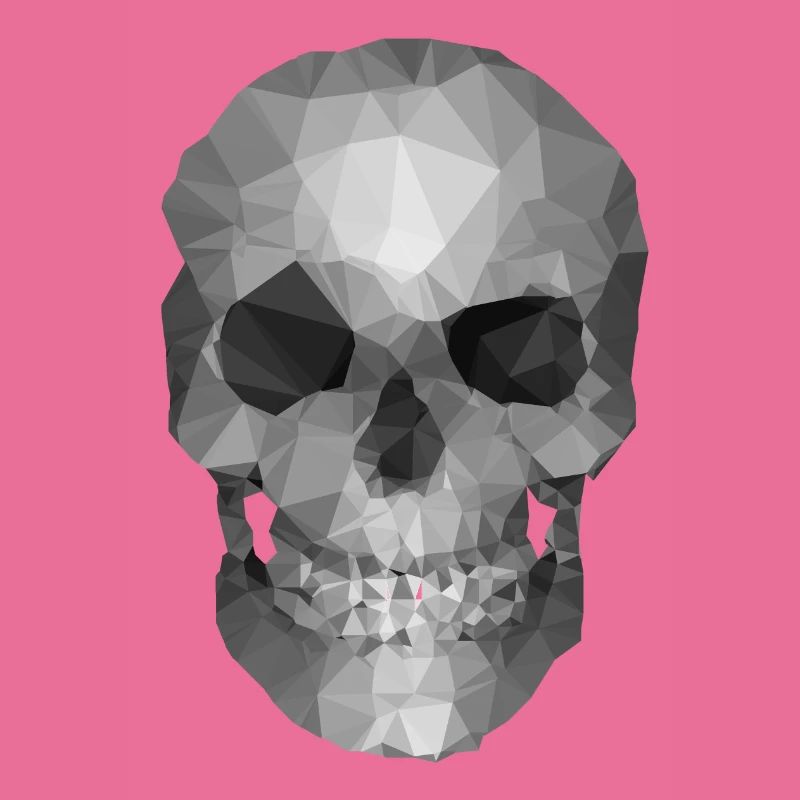 Grey Polygon Skull - Geometric Skeleton Head