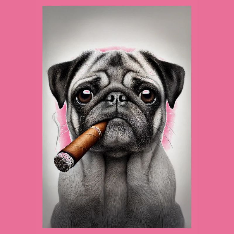 Mops mit Zigarre