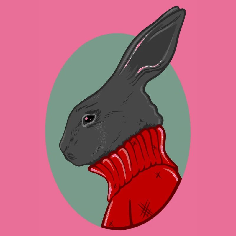 Hase mit rotem Pullover