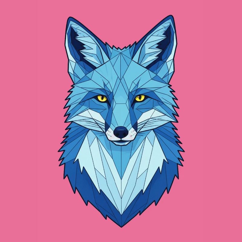 Blauer Geometrischer Wolfkopf
