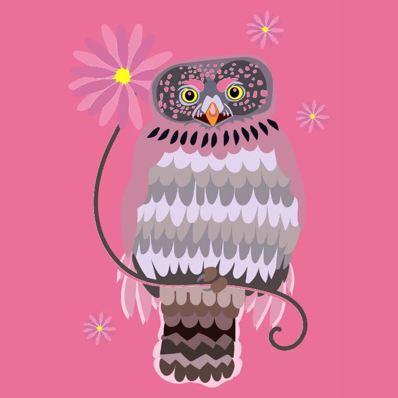 chouette avec fleurs