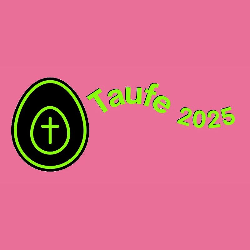 Taufe 2025 Kreuz im Ei hell grün Querformat
