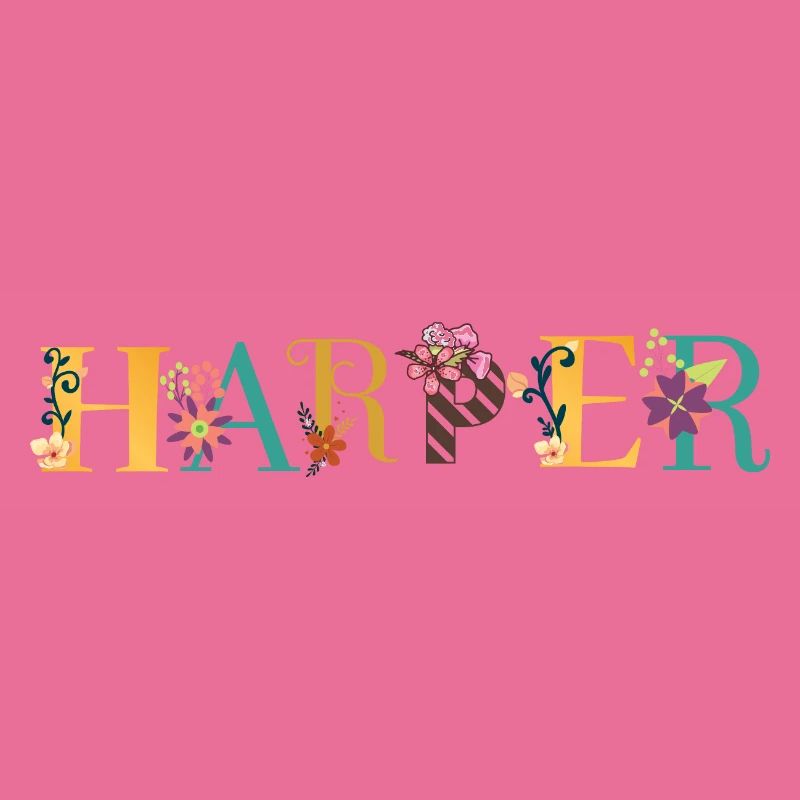 HARPER Nom Art avec fleurs brodées