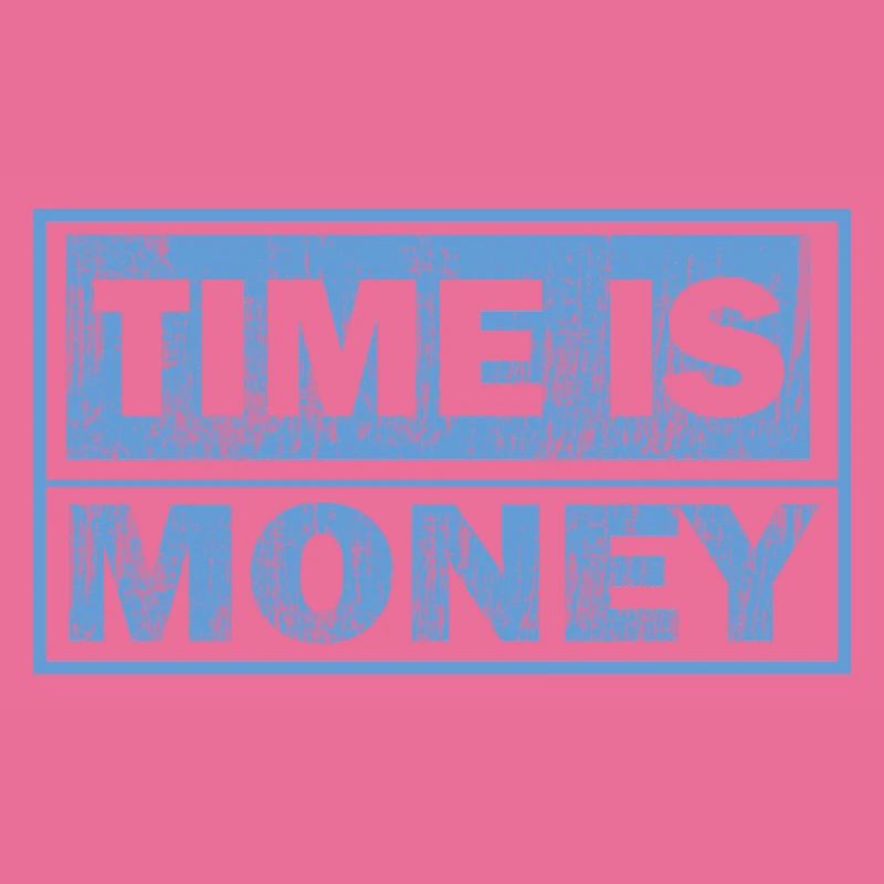 Zeit ist Geld – Blauer Blocktext