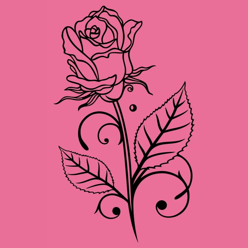 Rose mit Blättern