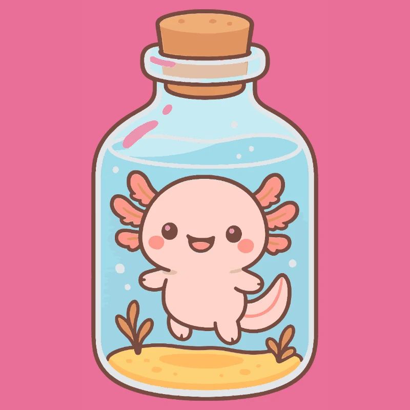 Magic Axolotl – Cute Creature in a Bottle