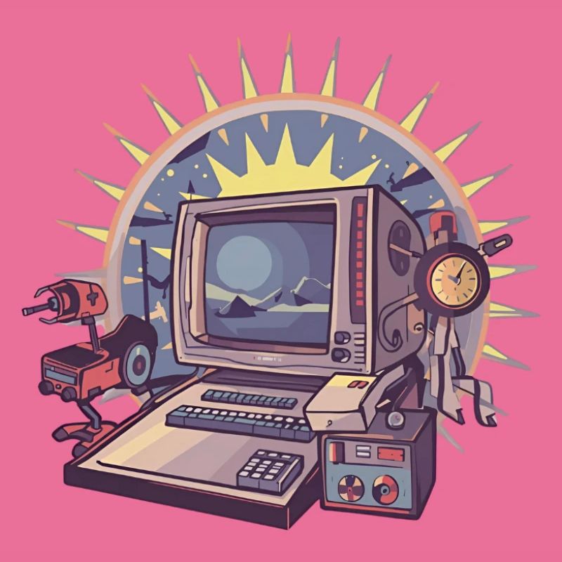 Futuristic computer with retro elements