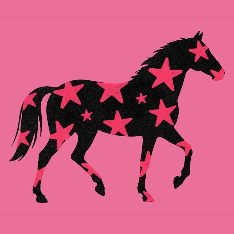 Pferd mit Sternen Muster – Pink und Schwarz