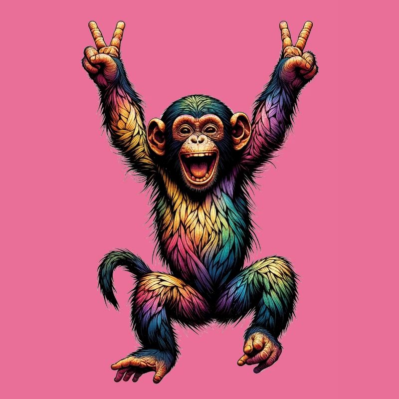 Rainbow Monkey Drapeau arc-en-ciel Rainbowcore