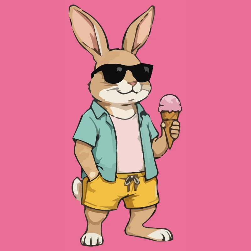 Sonnen Hase mit Eis am Strand