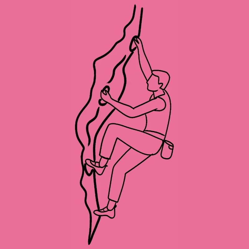 Man on climbing wall