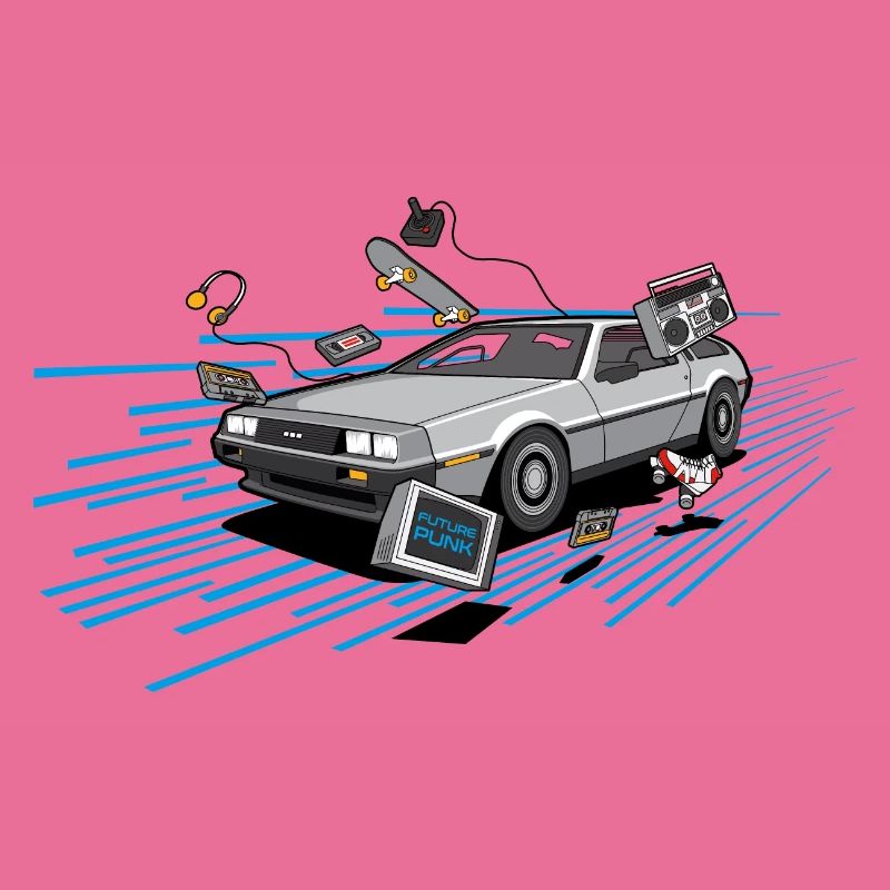 Delorean Oldtimer Youngtimer Retro Future bleu 80s
